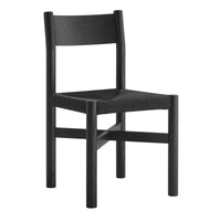 Modway Alvia Oak Wood Dining Side Chair With Woven Seat - Black-Solid Oak Wood Dining Chair