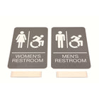 Headline Sign Men's And Women's Restroom ADA Signs Combo Pack with Dynamic In-Motion Accessible - 6" x 9" - Grey/White-Mounting tape included