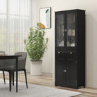 HOMCOM 63" H Kitchen Pantry Cabinet with Adjustable Shelves and Glass Door - Black-Adjustable shelves allow you to store larger items, without worry if they will fit 