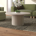 Hudson&Canal Rollan 32"W Round Coffee Table - Alder White-Finished in wood-look alder white