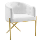 Modway Savour Tufted Performance Velvet Accent Dining Armchair - White-Tufted Dining Armchair