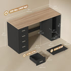 HOMCOM 55.1" Computer Desk with Drawers - Black Wood Grain-Add four wheels with two brakes to make the shelf a mobile CPU stand