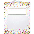 Ashley Productions Hanging Confetti Pattern Storage/Book Bag - 10.5" x 12.5" - 6 Pack-Clear plastic bag with strong snap-shut handle