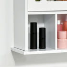 Kleankin Wall Mount Bathroom Mirror Cabinet with Three Shelves - White-Material: MDF, Mirror Glass