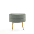Manhattan Comfort Bailey 18.11" Mid-Century Modern Polyester Blend Upholstered Ottoman - Sage Green with Gold Legs - 2 Pack-18.11" L x 23" W x 17.32" H