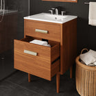 Modway Cassia 24" Teak Wood Bathroom Vanity Cabinet - Natural-Plumbing Cut-Out