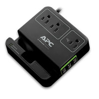 APC Essential SurgeArrest Surge Protector and Charging Station, 3 Outlets, 3 USB Charging Ports - Black-3 Outlets