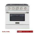 Kucht 30" KDF Series Pro Style Natural Gas Dual Fuel Range - Stainless Steel/White-Dual bake elements deliver powerful performance: 3,000 watts (base) and 850 watts (top), with a 3,500-watt broiler for intense top heat