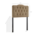 Modway Annabel Stain-Resistant Performance Velvet Twin Headboard - Taupe-Diamond Button Tufting
