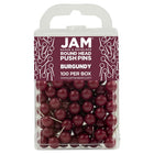 JAM Paper Colourful Round Head Map Thumb Tacks - Burgundy - 100 Pack-Plastic Head Thumb Tacks | Colour: Maroon Burgundy