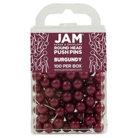 JAM Paper Colourful Round Head Map Thumb Tacks - Burgundy - 100 Pack-Plastic Head Thumb Tacks | Colour: Maroon Burgundy