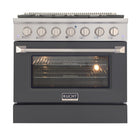 Kucht 36" KNG Series Pro Style Propane Gas Range - Stainless Steel/Cement Grey-Cook and bake like a pro with the extra-large convection oven that offers 4.2 cu. ft. of capacity, a 5-rack configuration, and an extra-large viewing window