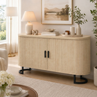 HOMCOM 55" Fluted Modern Sideboard Buffet Cabinet with Sliding Doors - Natural Wood-Six interior zones make organising kitchenware simple and efficient