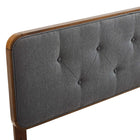 Modway Collins Tufted Fabric and Wood Twin Headboard - Walnut Charcoal-Dense Foam Padding