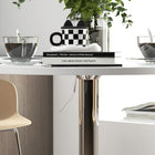 HOMCOM Round Bar Table 360° Swivel Top and Steel Base - White-Non-slip pad at the bottom ensures added stability and floor protection