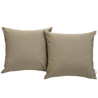 Modway Convene Outdoor Patio Pillow Set - Mocha - Set of 2-Machine Washable Pillows