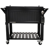 Permasteel 80 Quart Furniture Style Patio Cooler - Black -80 QT Antique Rolling Patio Cooler