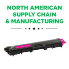 CIG Brother TN221BK Remanufactured Toner Cartridge - Standard Yield - Magenta-2-year warranty with 100% performance guarantee