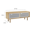 Modway Kurtis 47" TV Stand - Oak-Metal Mesh Sliding Doors