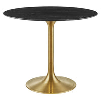 Modway Lippa 36" Round Faux Marble Dining Table - Gold Black-Modern Dining Table