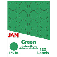 JAM Paper Round Circle Label Sticker Seals, 1 2/3 inch diameter, Green, 3 Sets of 120 (147627041g)-Size: 1.5"