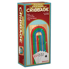 Pressman Folding Cribbage with Cards in Box Sleeve -Classic Cribbage game with a wood storage box