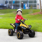 Aosom 12V Kids Electric 4-Wheeler ATV with Music and Headlights - Yellow-Wear-resistant tires 