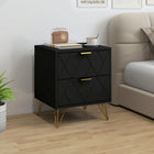 HOMCOM Bedside Table with Storage and Gold Hairpin Legs - Black-Versatile as bedroom dresser, side table, enhancing room utility
