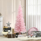 HOMCOM 5' Pencil Artificial Christmas Tree with Realistic Branches - Pink-Base is detachable for easy storage 
