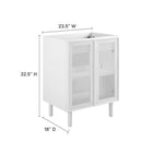 Modway Calla 24" Perforated Metal Bathroom Vanity Cabinet - White-Wood Grain Laminate