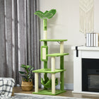 PawHut 56" Large Cat Tree Tower with Hammock - Green-Multi-level design fulfills your pet's nature to climb 
