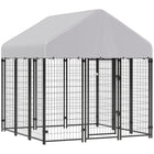 PawHut Outdoor Dog Kennel, Welded Wire Dog Run with Cover - 6' L x 6' W x 6' H-Spacious 35.5 sq. ft (3.3 ㎡) area ensures dogs remain active and happy