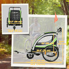 Aosom 2 Seat Bike Trailer for Kids 2-in-1 Double Baby Jogging Stroller - Green-Plastic cover shields baby from windy conditions 
