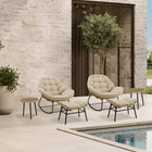 Manhattan Comfort Benson Modern Patio Rocking Chair 6-Piece Set - Cream-Features Removeable Cushions with Zipper for Easy Cleaning and Care