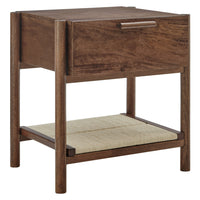 Modway Oswin 1-Drawer Wood Nightstand - Walnut-Solid Mango Wood Frame