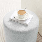 Modway Callum 16" Round Woven Heathered Fabric Upholstered Ottoman - Heathered Weave/Light Grey-Arrives Fully Assembled