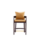 Manhattan Comfort Ritz 22" Mid-Century Modern Faux Leather Upholstered Counter Stool - Camal and Dark Walnut-Mid-Century Modern Counter Stool with Backseat Perfect for Bar and Kitchen Use