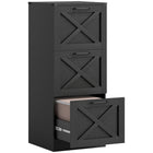 HOMCOM 3-Drawer Letter/A4 Filing Cabinet - Black-Boasts a farmhouse style with X-panels, elevating your home office decor
