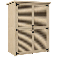 Outsunny Wooden Garden Shed - 50" x 26" x 66" -Two side shelves and a large open side storage area
