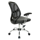 Work Smart Screen Back Task Chair With Black Faux Leather Seat - Black-One-touch pneumatic seat height adjustment