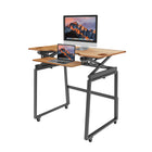 Rocelco 46" Deluxe Adjustable Height Desk Riser and Floor Stand Bundle - Teak/Black-10