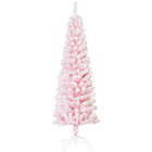 HOMCOM 5' Snow-Flocked Pencil Artifical Christmas Tree - Pink-Snow-flocked design adds a wintry touch 