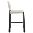 Modway Hayley Upholstered Fabric Counter Stools 2-Piece Set - Black/Cream-Adjustable Non-Marking Floor Glides