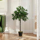 Outsunny 3' Artificial Laurel Tree in Pot - Green - 2 Pack-Comes with cement-filled pot so it stands upright 