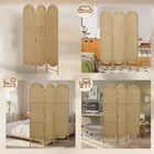 HOMCOM 3 Panel Arched Top Woven Freestanding Room Divider for Bedroom - Natural Wood-Optimal for multiple spaces like living rooms, bedrooms, or offices 
