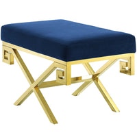 Modway Rove Velvet Performance Velvet Bench - Gold/Navy-Modern Bedroom or Living Room Bench