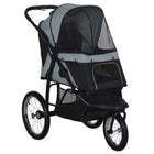PawHut Foldable Carrier and  Pet Stroller with 3 Large Wheels - Black-Three large rubber wheels, the front wheel is lockable, suitable for all terrains 