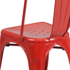 Flash Furniture Red Metal Indoor-Outdoor Stackable Chair-Cross Brace under seat provides extra stability