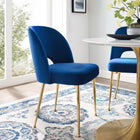 Modway Rouse Dining Room Side Chair - Navy-Gold Stainless Steel Legs