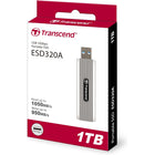 Transcend ESD320A Portable SSD - 1 TB - Silver-Retractable USB-A Connector For Cable-Free Convenience